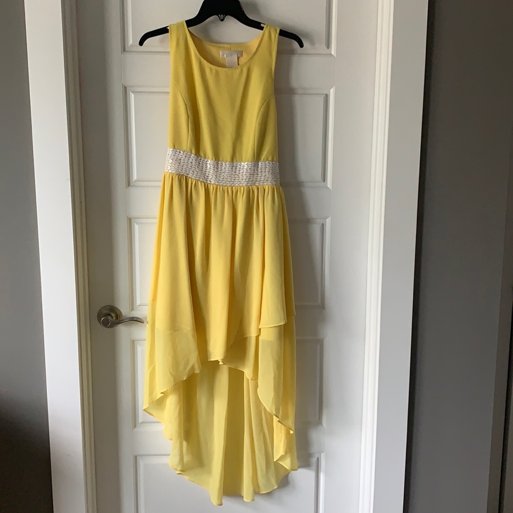 Yellow high/low cocktail dress